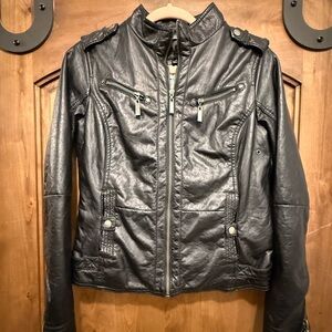 Black Real Leather Zip-Front Women's Jacket